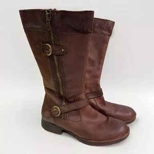 Born Boots Womens 10M Kendall Tall Riding Brown Leather Zip Up